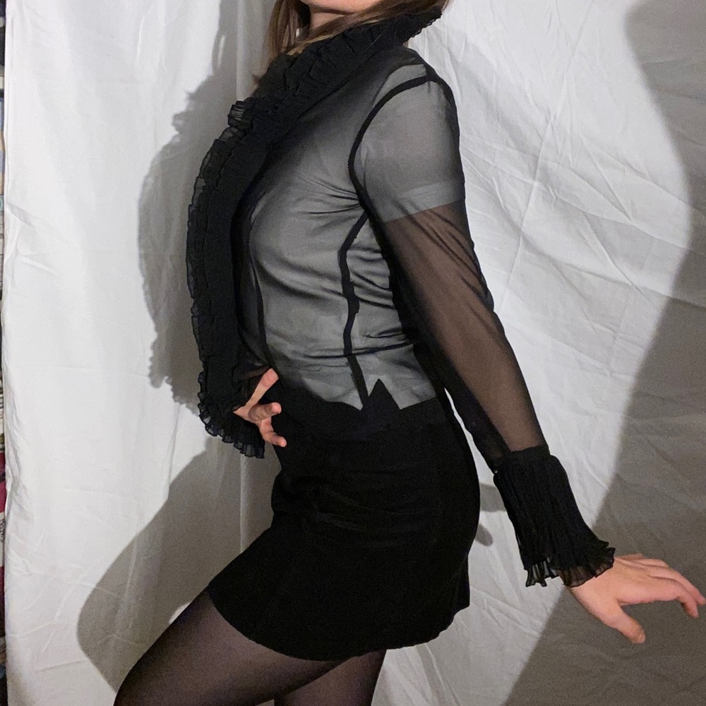 Bandolera black mesh blouse vintage